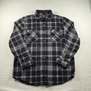 Freedom Foundry Shirt Mens XL Black Plaid Fleece Comfort Fit Button Up‎ Shacket